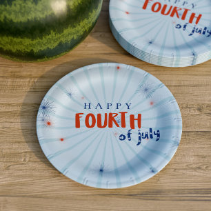 4. Juli Firework Party GRILLEN Red White Blue Pappteller