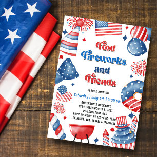 4. Juli Fireworks America Flag GRILLEN Party Einladung