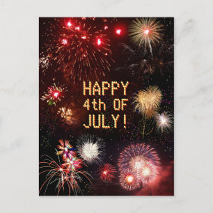 4. Juli Fireworks Postcard Postkarte