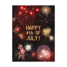 4. Juli Fireworks Postcard
