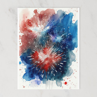 4. Juli Fireworks Postcard Postkarte