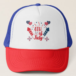 4. Juli Fireworks Red White Blue Patriotic Truckerkappe