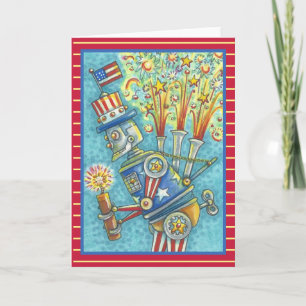 4. JULI FIREWORKS ROBOT GREETING CARD Blank Karte