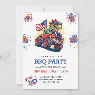 4. Juli Fireworks T-Rex America Flag GRILLEN Party Einladung