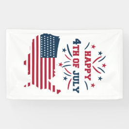 4. Juli Fireworks USA Red White Blue Flag Banner