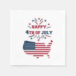 4. Juli Fireworks USA Red White Blue Flag Serviette