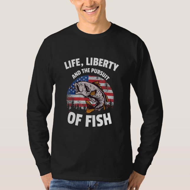 4. Juli Fischen amerikanischer Fahne T-Shirt (Vorderseite)