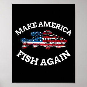 4. Juli Fischen US-Flagge zu Fliegen Amerika Poster