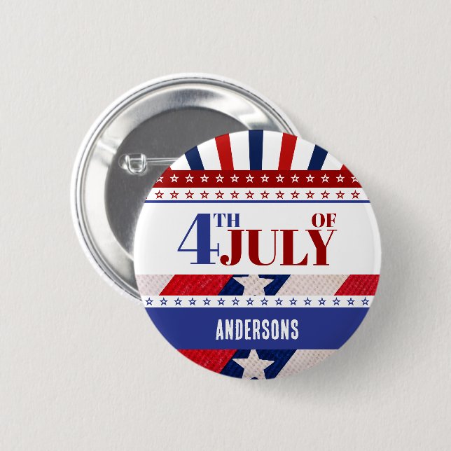 4. Juli Flag Amerika Stars Streifen Custom Button (Vorne & Hinten)