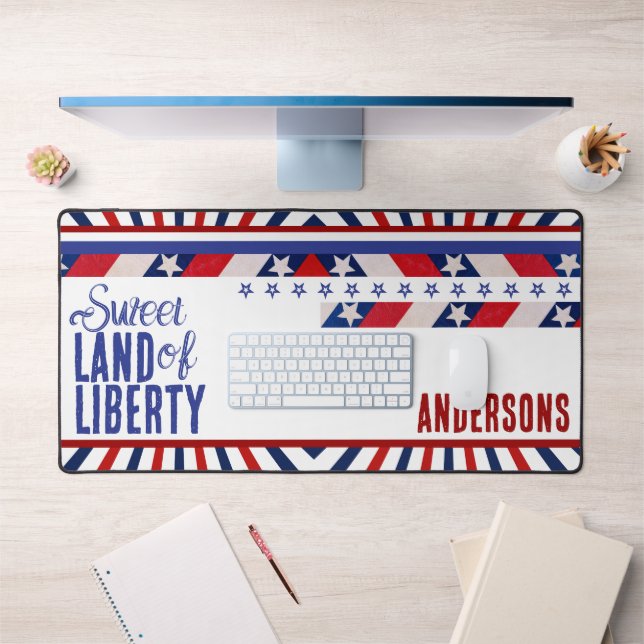 4. Juli Flag Amerika Sweet Land of Liberty Schreibtischunterlage (Büro 1)
