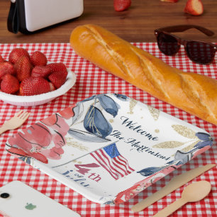 4. Juli Flag Personalisiert Stylish Paper Pappteller