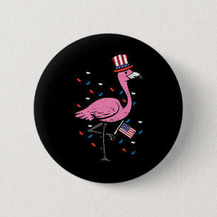 4. Juli Flamingo Us Flag Bird Patriotic Women Gir Button