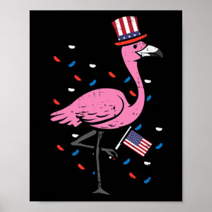 4. Juli Flamingo Us Flag Bird Patriotic Women Gir Poster