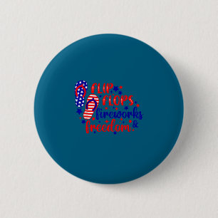 4. Juli Flip Flops Feuerwerk & Freiheit Button