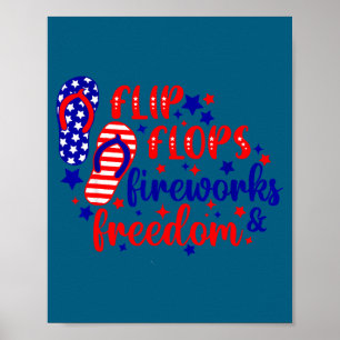 4. Juli Flip Flops Feuerwerk &amp; Freiheit Poster
