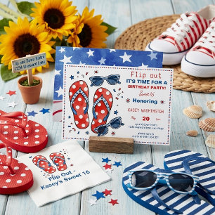 4. Juli Flip Flops Patriotischer Sommer Geburtstag Einladung