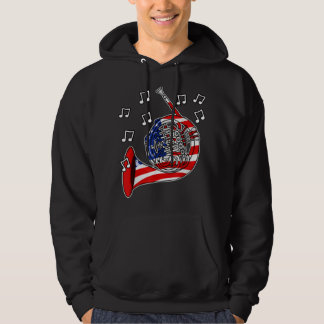 4. Juli Französisch Horn American Flag Brass Music Hoodie