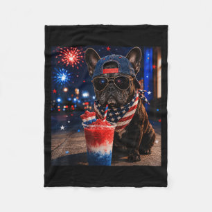 4. Juli Französische Bulldogge Rot Weiß Blau Slush Fleecedecke