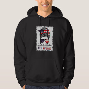 4. Juli Frauen feiern Freiheit Messy Bun Amer Hoodie