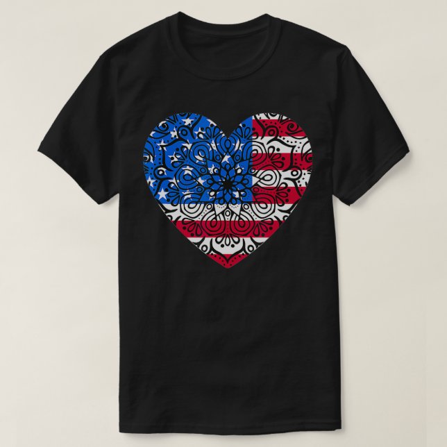 4. Juli Frauen Mädchen Kinder Mandala Amerikanisch T-Shirt (Design vorne)