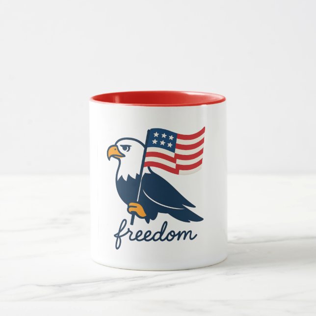 4. Juli Freedom Tasse mit American Flag & Bald (Zentrum)