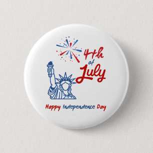 "4. Juli" Freiheitsstatue für Feuerwerke Button