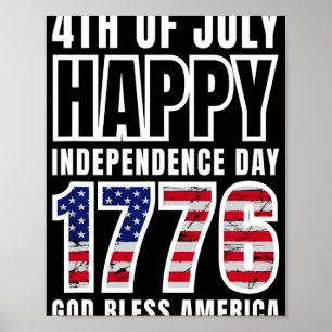 4. Juli Frohen Unabhängigkeitstag 1776 Gott segne Poster