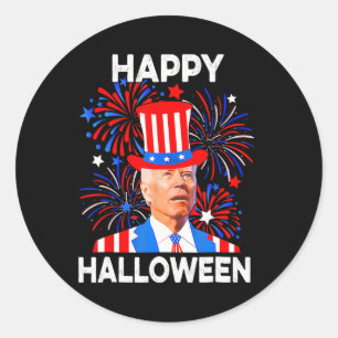 4. Juli Frohes Halloween Lustiger Biden Verwirrt Runder Aufkleber