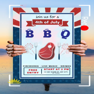 4. Juli - Frohes Unabhängigkeitsfest - BBQ-Party Einladung