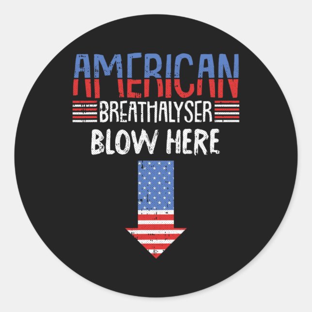 4. Juli Funny American Flag Patriotic Runder Aufkleber (Vorderseite)