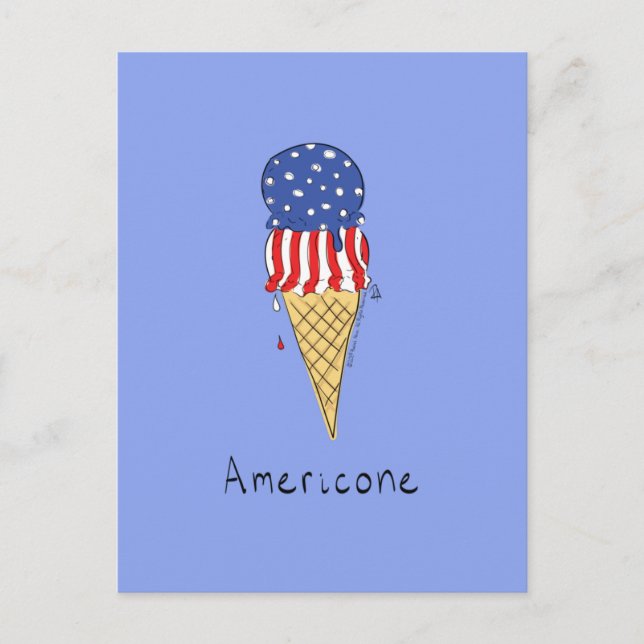 4. Juli Funny American Ice Cream Postkarte (Vorderseite)