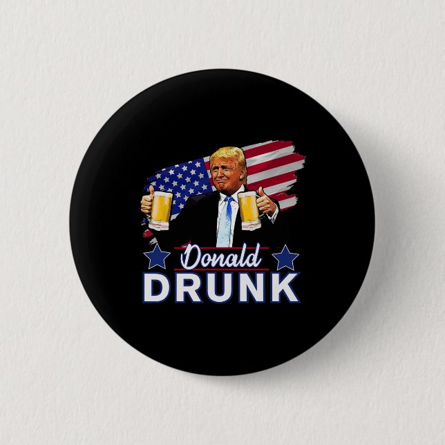 4. Juli Funny Drinking Präsidenten - Donald Dru Button (Vorderseite)