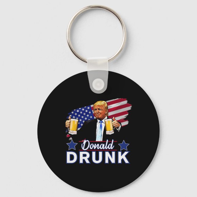 4. Juli Funny Drinking Präsidenten - Donald Dru Schlüsselanhänger (Vorderseite)
