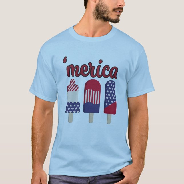4. Juli Funny Merica Ice Cream T-Shirt (Vorderseite)
