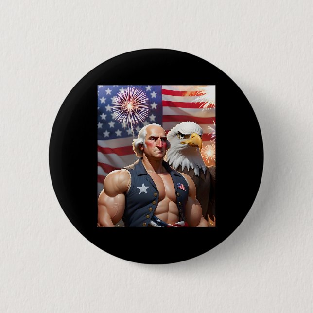 4. Juli Funny Patriotic George Washington Usa Button (Vorderseite)