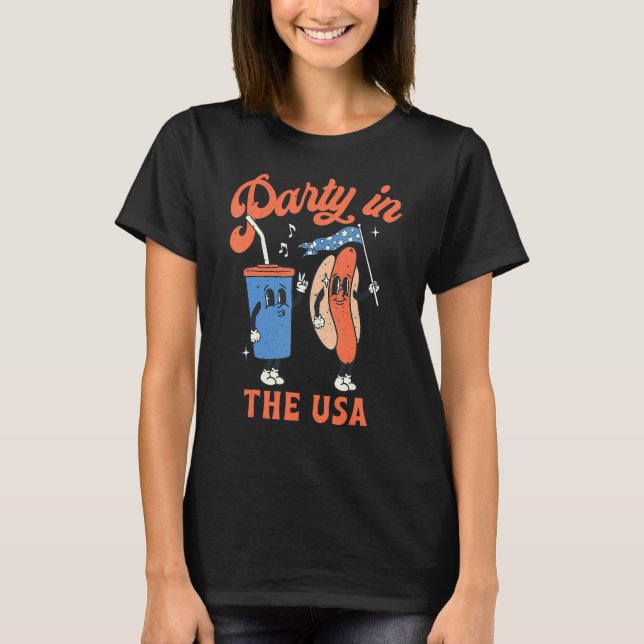 4. Juli für Hotdog-Party in den USA T-Shirt (Vorderseite)