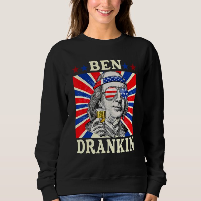 4. Juli für Männer Ben Drankin Sweatshirt (Vorderseite)