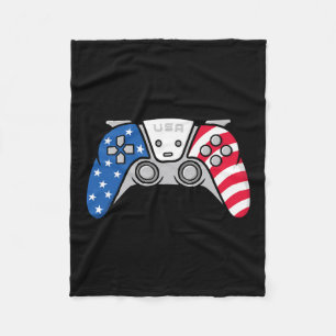 4. Juli Gamepad Video Game USA American Flag G Fleecedecke