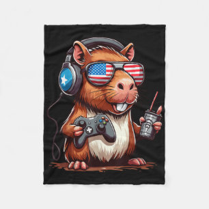 4. Juli Gamer Capybara – Lustige Patriotische Anim Fleecedecke