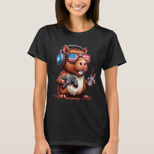 4. Juli Gamer Capybara – Lustige Patriotische Anim T-Shirt