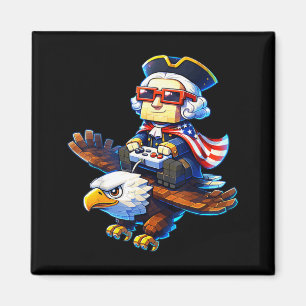 4. Juli Gamer George Washington Retro xel Magnet