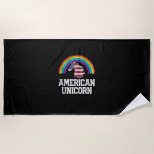 4. Juli Gay Pride Einhorn Amerikanische Flagge USA Strandtuch