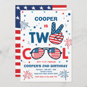 4. Juli Geburtstag 2. Cooles 2. Geburtstag Party Einladung