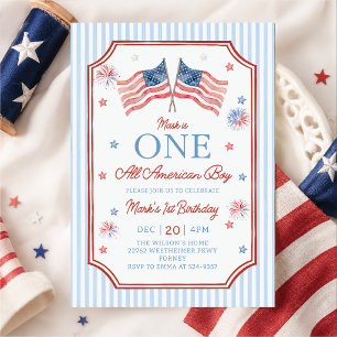 4. Juli Geburtstag eines All American Boy Einladung