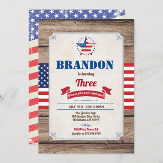 4. Juli Geburtstag Junge Unabhängigkeit Tag Einladung