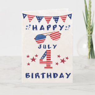 4. Juli Geburtstag Red White Blue Spaß Karte