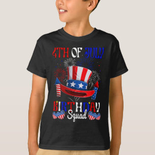 4. Juli Geburtstag Squad US Flag Feuerwerk Patri T-Shirt