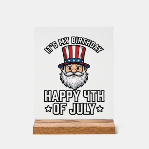 4. Juli Geburtstags-Gnom Patriotisches T-Shirt Des Acrylschild