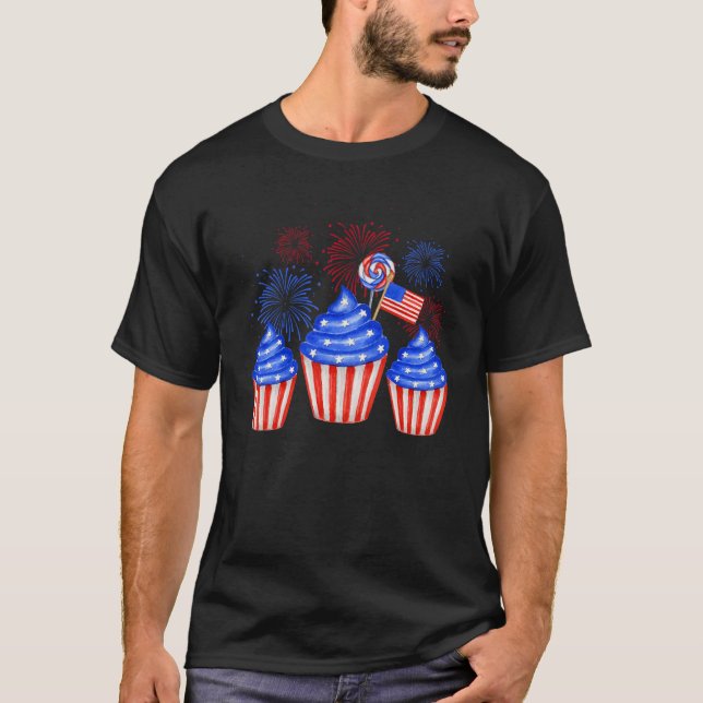 4. Juli Gedenktag Patriotische Eiscreme Männer T-Shirt (Vorderseite)