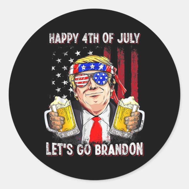 4. Juli gehen wir Beer Brandon Trump Beer Ameri Runder Aufkleber (Vorderseite)